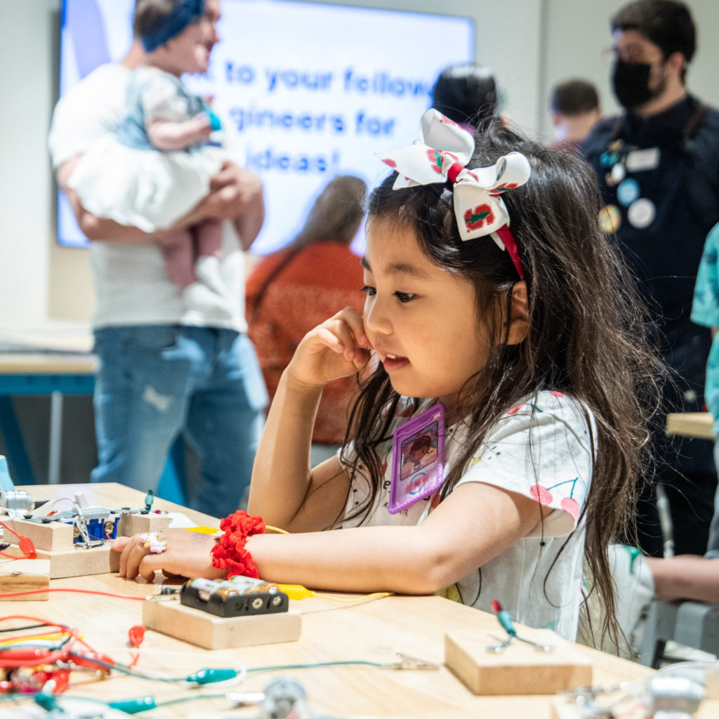 Young girl participating in a program in the Tinkerers Studio
